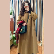 批发<b class='q'>外贸</b>新款毛呢外套<b class='q'>女</b>2025新款复古呢子大衣赫本风小个子韩系中长款