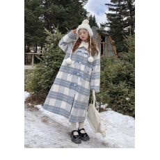 批发森系少女星星牛角扣学院毛呢外套女秋冬新款高级感小个子呢子大衣