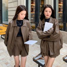 批发机车皮衣夹克<b class='q'>春</b>秋女2026<b class='q'>春</b>秋新款小个子pu美式黑色复古上衣外套