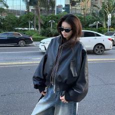 批发美式复古皮衣外套<b class='q'>春</b>秋2026新款港风小个子爆款pu皮夹克机车上衣