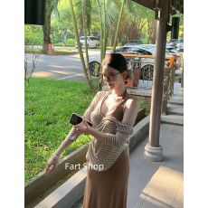 批发【Fart Shop】露思<b class='q'>同款</b> 挂脖气质修身紧身包臀裙子露背<b class='q'>连衣裙</b>长裙