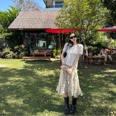 批发oker章壳儿<b class='q'>正品</b>～短袖针织衫全羊毛韩系简约上衣26早春新款A781