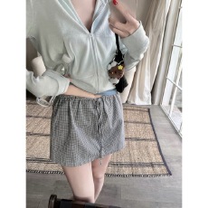 批发Laareetoo  100棉小格子系列款 休闲阔腿裤女直筒显瘦夏季A<b class='q'>字</b>短<b class='q'>裙</b>