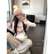 批发THETURE 动物园印花T圆领T恤上衣长袖内搭秋冬新款女<b class='q'>休闲</b>打底衫