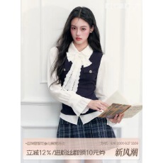 批发fragileheart易碎商店 韩系学院蕾丝拼接<b class='q'>假两件</b>上衣娃娃领<b class='q'>衬衫</b>秋