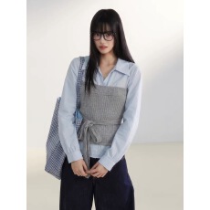 批发King Prince<b class='q'>衬衫</b>女<b class='q'>上衣</b>外套蓝雾绞花拼接2026巨好看的设计感<b class='q'>上衣</b>