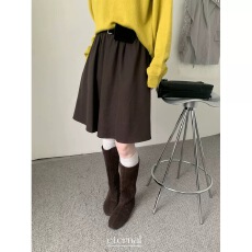 批发十三行气质通勤中裙2025秋冬季简约百搭<b class='q'>高腰</b><b class='q'>半身裙</b>宽松A字裙