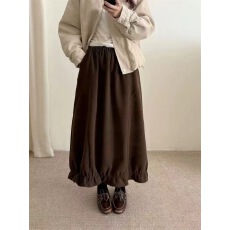 批发韩系复古高腰花边半身裙女2025秋季新款宽松显瘦中长款a字裙伞裙