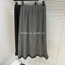 批发韩版松紧高腰显瘦木耳边毛呢半身裙女2025<b class='q'>冬</b>新款百搭中长款A字裙