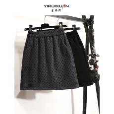 批发松紧腰a<b class='q'>字</b><b class='q'>裙</b>波点毛呢<b class='q'>裙</b>防走光短<b class='q'>裙</b><b class='q'>半身裙</b>女秋冬一步<b class='q'>裙</b>显瘦包臀<b class='q'>裙</b>