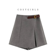 批发毛呢<b class='q'>半身裙</b>女<b class='q'>裙</b>裤冬季新款时尚开叉高腰短<b class='q'>裙</b>外穿a<b class='q'>字</b>显瘦阔腿靴裤