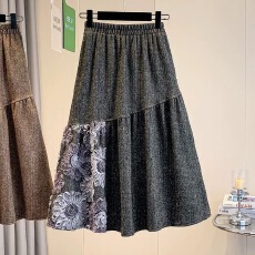 批发复古减龄立体花朵<b class='q'>半身裙</b>女秋冬大码胖mm高腰显瘦中长款a字<b class='q'>百褶裙</b>