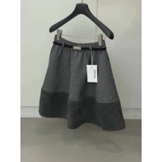 批发欧货高端灰色毛呢半身裙女2025秋冬新款松紧腰加厚拼接显瘦a字裙