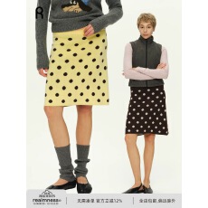 批发十三行冬季新款波点毛织半身裙女提花半裙针织裙法式复古