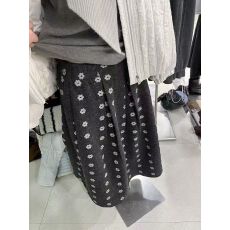 批发复古学院风抽褶百褶印花毛呢半身<b class='q'>裙</b>女秋冬减龄文艺中长款A字<b class='q'>伞</b><b class='q'>裙</b>