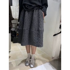 批发复古麻花灰色针织半身裙女高腰口袋花苞A字裙<b class='q'>时尚</b>休闲保暖中短裙