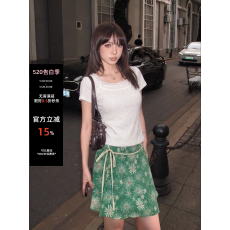 批发碎花私语侧边绑带碎花半身裙女夏减龄显瘦气质小众温柔短裙