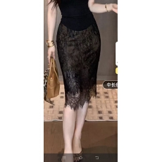 批发林关关黑色纯欲风蕾丝包臀半身裙女法式<b class='q'>轻熟</b>辣妹中裙中长款一步裙