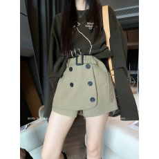 批发十三行2026新款韩系设计感小众纽扣短裤女高腰显瘦半身裙