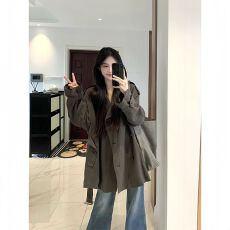 批发韩系宽松<b class='q'>风衣外套</b>女2025秋季新款小个子巨好看薄款<b class='q'>韩版</b>高级感短款