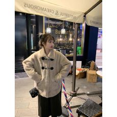 批发韩系翻领<b class='q'>甜美</b>百搭温柔奶fufu羊羔毛外套女加棉毛绒绒大衣秋冬加厚