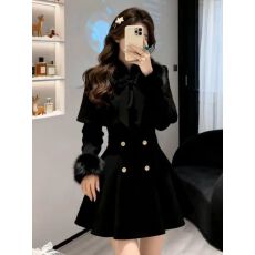 批发高级感轻奢名媛巨好看小香风黑色斗篷式毛呢外套女2025秋冬季新款