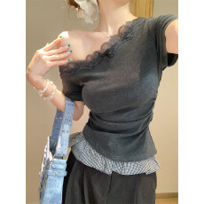 批发1*1<b class='q'>莫代尔</b>夏季纯欲风短款辣妹短袖<b class='q'>t</b><b class='q'>恤</b>女修身显瘦百搭设计感上衣女