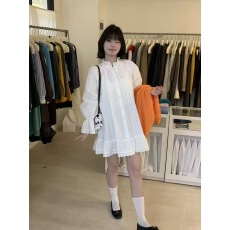 批发高级感气质蕾丝拼接<b class='q'>灯笼</b>袖连衣<b class='q'>裙</b>女2026秋夏法式气质宽松显瘦短<b class='q'>裙</b>
