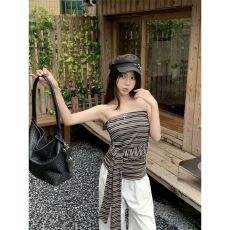 批发【色织条】法式复古条纹<b class='q'>抹胸</b>背心女夏季吊带无袖<b class='q'>裹</b><b class='q'>胸</b>上衣