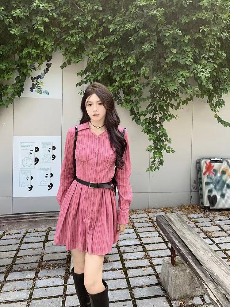 美式度假风显瘦百搭连衣裙女春秋...