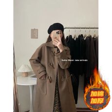 批发牛角扣呢子大衣女2026秋冬季加厚小个子中长款毛呢外套
