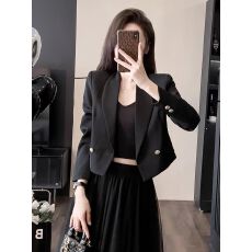 批发春秋装女2026年新款韩系设计感气质黑色短款休闲<b class='q'>百搭</b>通勤西装外套