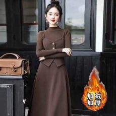 批发早秋冬季2026新款法式名媛时尚职业气质显瘦女连衣裙小香风