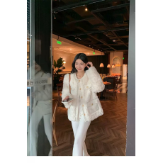 批发小香风毛毛外套女高级感2026春款羊羔绒设计感气质棉服秋韩系上衣