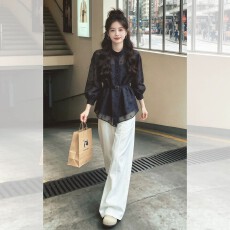 批发2026秋季法式漂亮衣服设计感休闲波点收腰<b class='q'>衬衫</b>通勤气质百搭上衣