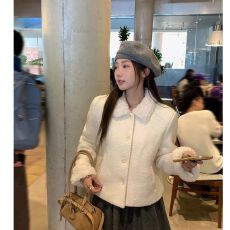 批发小香风羊羔毛翻领圈圈毛呢<b class='q'>外套女</b>冬季韩版夹棉充棉加厚保暖<b class='q'>短</b>上衣