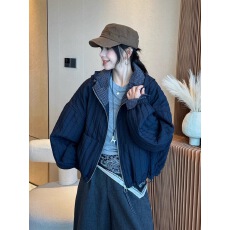 批发复古连帽压格拼接短外套女<b class='q'>欧洲站</b>2026秋装新款欧货时尚夹克上衣潮