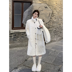 批发原版加厚夹棉+双层内里 设计感财阀家族仿兔绒皮草加厚宽松立领