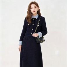 批发大码女装高级感小香风长袖上衣<b class='q'>外套</b>半身裙两件套韩剧<b class='q'>时尚</b>套装