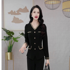 批发小香风黑色V领<b class='q'>时尚</b>修身装饰衬衫<b class='q'>外套</b>女2026年秋季新款衬衣上衣