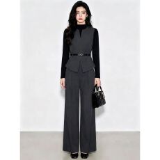 批发通勤三件套装女2026秋季新款马甲阔腿裤职业气质穿搭一整套高级感