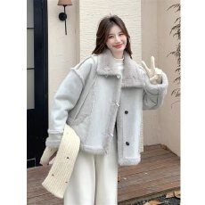 批发保暖加绒加厚皮毛一体羊羔毛外套女<b class='q'>秋</b>冬2025新款小个子爆款高级感