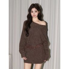 批发2025秋<b class='q'>冬</b>季新款小众针织毛衣长袖连衣裙女轻奢高级感气质短款裙子