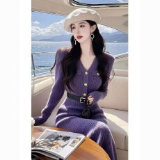 批发韩国钓系约会名媛高端小洋装气质小香风内搭针织毛衣连衣裙女秋冬