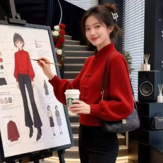 批发多巴胺红色氛围感蝴蝶结开<b class='q'>衫</b>女韩系高级感减龄小众针织毛衣外套潮