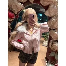 批发毛领长袖<b class='q'>针织</b>毛衣<b class='q'>开衫</b>女秋季巨好看纯欲气质修身短款外套上衣