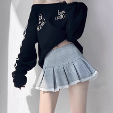 批发蕾丝<b class='q'>半身裙</b>高腰百褶裙<b class='q'>短裙</b>春装女款新款显瘦a字裙半裙裙子