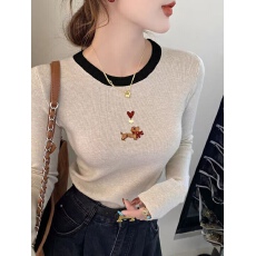 批发绵羊绒270克正肩圆领<b class='q'>纯棉</b>螺纹长袖t恤女上衣<b class='q'>打底衫</b>春秋