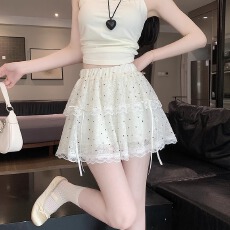 批发波点<b class='q'>蕾丝</b>半身裙女2026新款夏季显瘦a字蓬蓬防走光松紧腰蛋