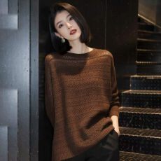 批发2026春秋新款女时尚慵懒风小众镂空毛衣<b class='q'>宽松</b>休闲百搭套头<b class='q'>针织衫</b>潮